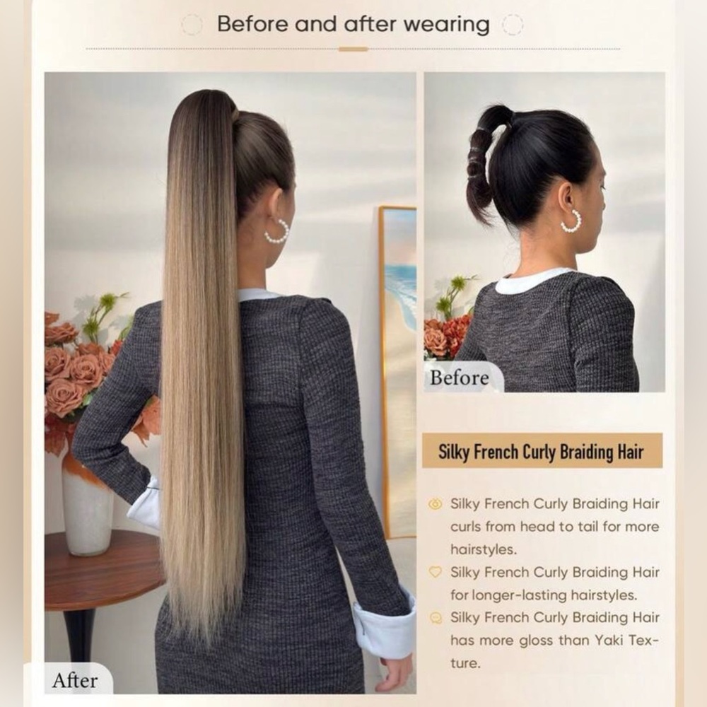 Balayage Wrap-Around Ponytail – Ombre Brown to Ash Blonde 32 “Extension - Picture 7 of 15